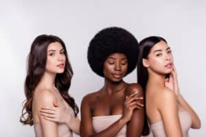 3 women with clear skin from Morpheus8 treatments